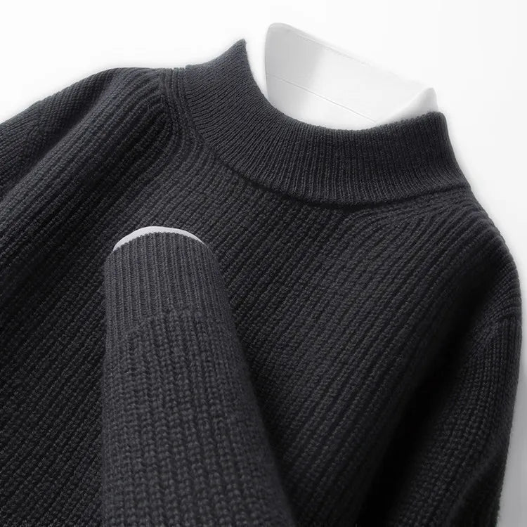 Men's 100% Merino Wool Crew-Neck Sweater -  Soft Textured Knit Business Casual Pullover Sweatshirt