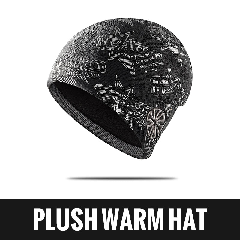 WRELS Cycling Cap Thermal Fleece Lined Ski Hat Windproof Warm Running Motorcycle Outdoor Sports Anti-Cold Skull Beanie Hat