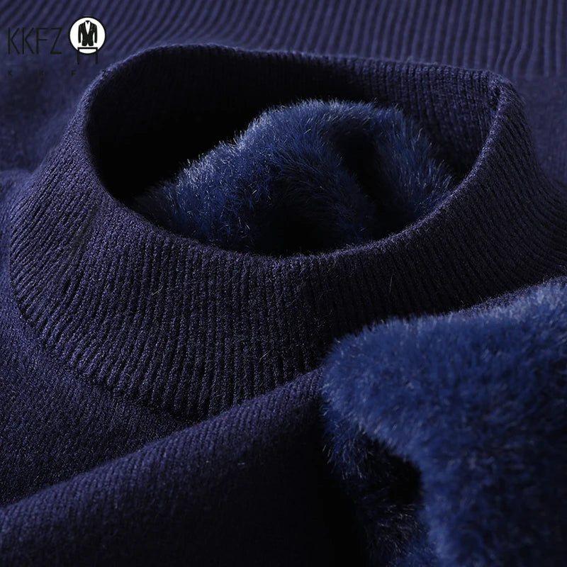 2026 Men's Solid Color Half Turtleneck Knitwear Sweater Mock Neck Pullover Casual Autumn Winter Sweatshirt Brand Mens Clothing