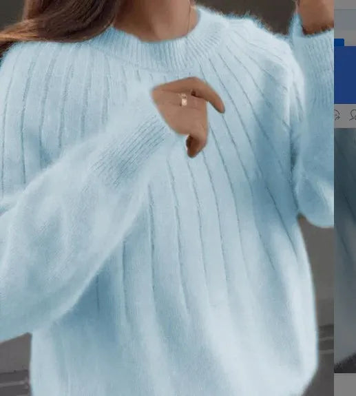 Vertical Strip Autumn Winter Lazy Wind Round Neck Pullover Women's Bottoming Shirt Loose Jumper Ladies Pull Knitted Sweater