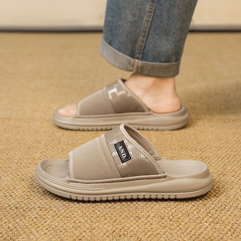 Men's one strap slides slippers summer breathable light anti slip comfort outdoor beach walking soft sole youth casual slippers