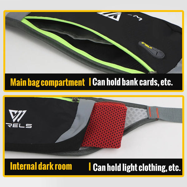 WRELS Waterproof Waist Pack with Adjustable Belt Slim Utralthin Waist Bag Breathable Running Gym Marathon Cycling Waist Belt Bag