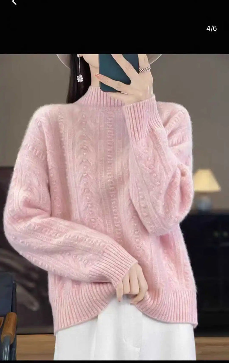 Half Turtleneck Warm Pullover Tops New Autumn Winter Knitwear Woman Clothing Spring Long Sleeve Blouse Pull Women's Sweater