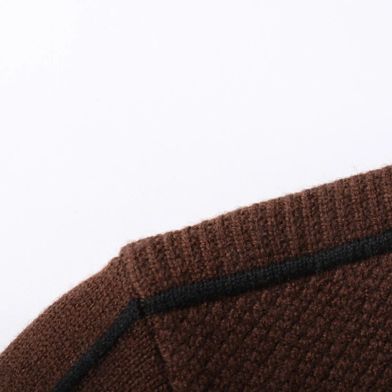 Men's solid color sweater, stretchy and warm for autumn, suitable for business casual daily commute.