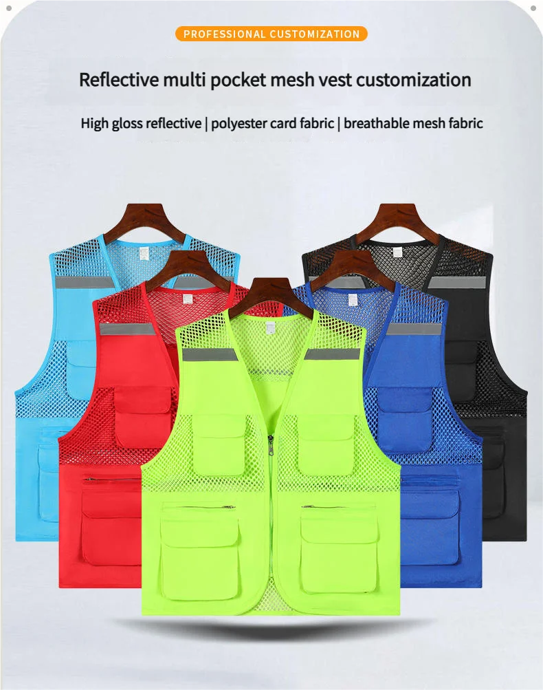 V-Neck Three-Dimensional Pocket Fishing Net Breathable Vest Multi-Pocket Fishing Work Clothes Custom Logo Group Uniforms