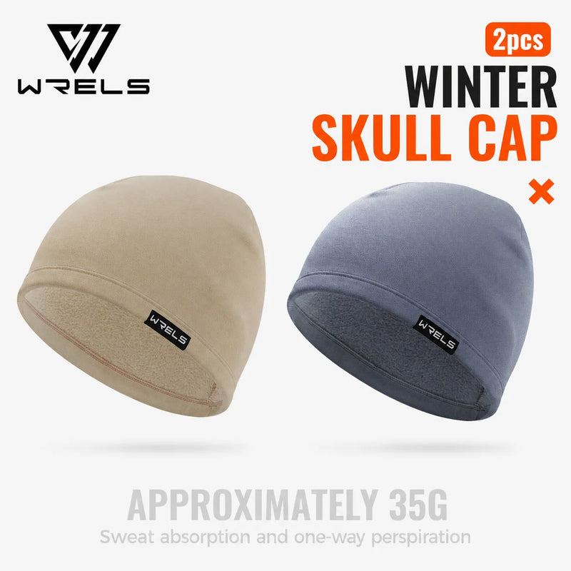 WRELS Skiing Cap Warm Anti Cold Skull Cap Sweat Wicking Fleece Windproof Helmet Liner Ear Flap Running Men Women Winter Beanie