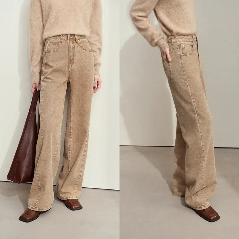 ខោខូវប៊យ Amii Minimalism សម្រាប់នារី 2024 រដូវស្លឹកឈើជ្រុះ ខោខូវប៊យថ្មី ខោខូវប៊យធម្មតា ខោជើងវែងរលុងត្រង់ ទាន់សម័យ 12443249