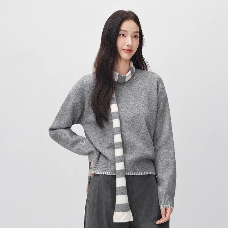 អាវយឺតប៉ាក់ Semir សម្រាប់នារី កមូល រចនាបែបសាមញ្ញ រដូវរងាថ្មី ឆ្នាំ២០២៦ ស្លៀកប្រចាំថ្ងៃ ស្ទីលធម្មតាបែបទីក្រុង