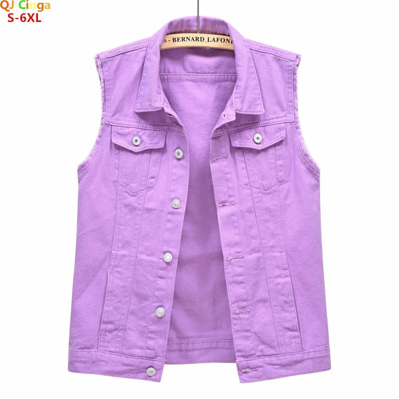 2026 Summer New Purple Sleeveless Vest Jacket Women's Single-breasted Lapel Vests Coat Fashion Casual Top Waistcoat S-6XL