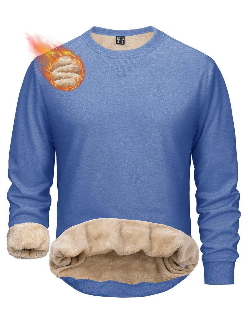 TACVASEN Men's Sherpa Lined Sweatshirt Thermal Fleece Pullover Winter Warm Thick Crewneck Sweatshirts Casual Solid Tops For Men