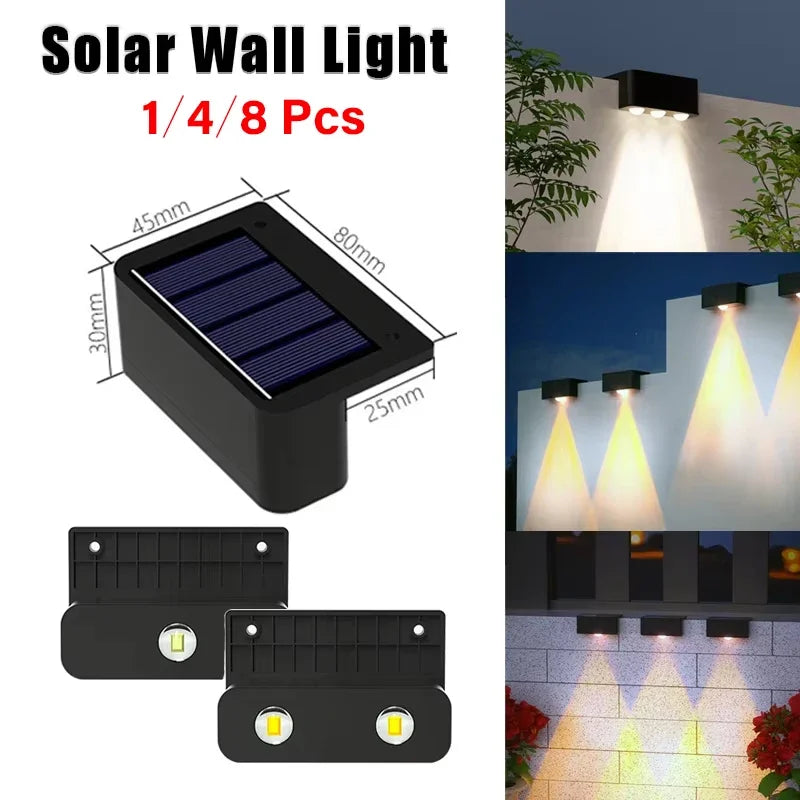 1-8 Pcs Solar Wall Lamp Outdoor IP65 Waterproof Porch Light Solar Powered Lights for Garden Yard Balcony Decor Outside Sunlights