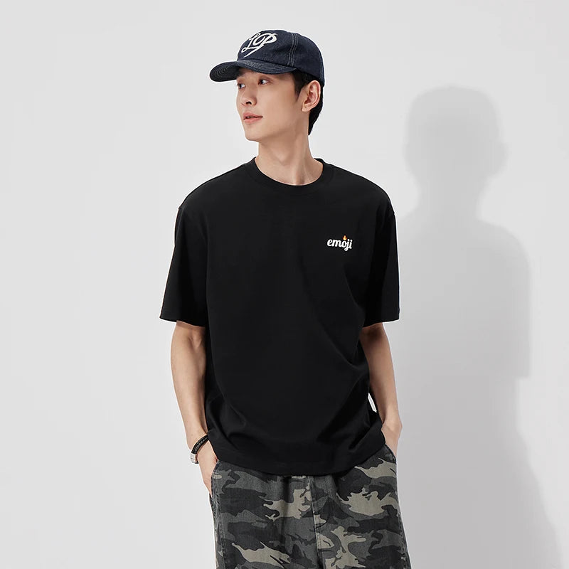 Semir Men Tshirt Cotton Letter Print Short Sleeve Knit Top 2026 Summer Casual Urban