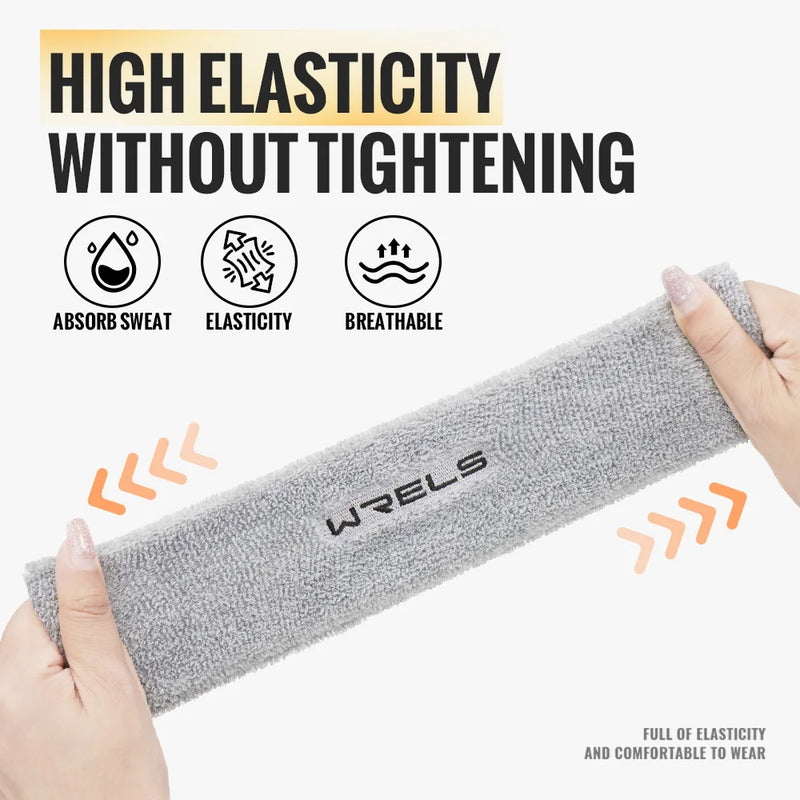 WRELS Sweatbands Sports Moisture Wicking Athletic Cotton Terry Cloth Sweatband Tennis Basketball Running Gym Sports Headband