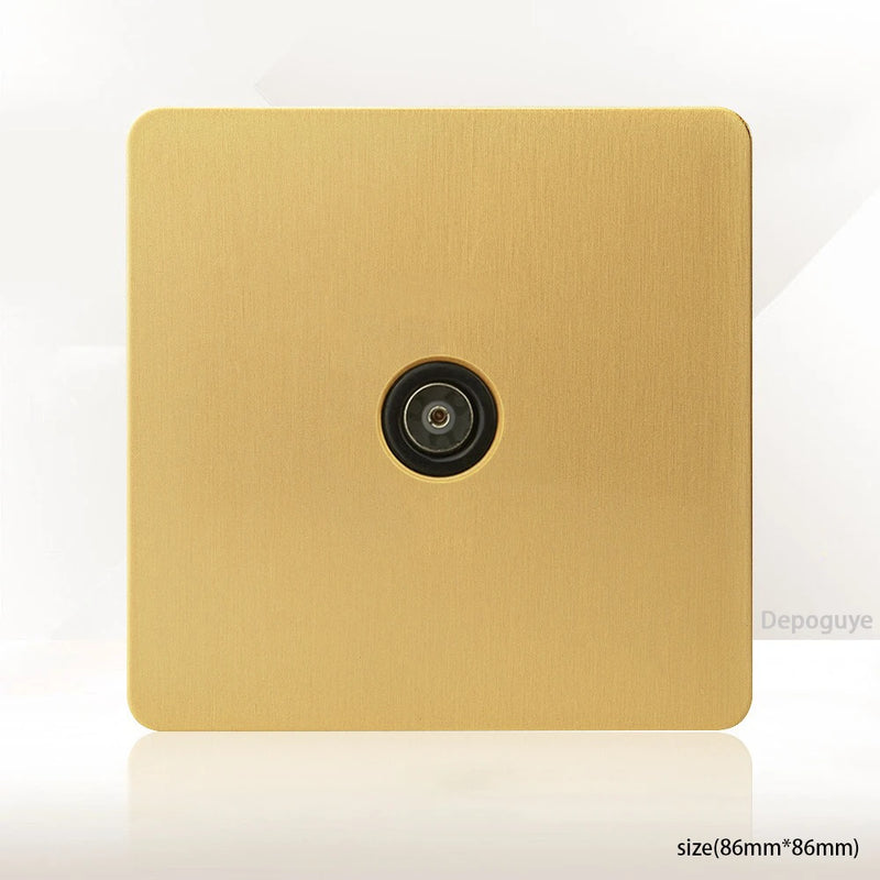 Gold Wall Light Toggle Switch Vintage Brass Lever Stainless Steel Panel,EU FR Universal USB C Socket 1-4 Gang 2Way Switch TV