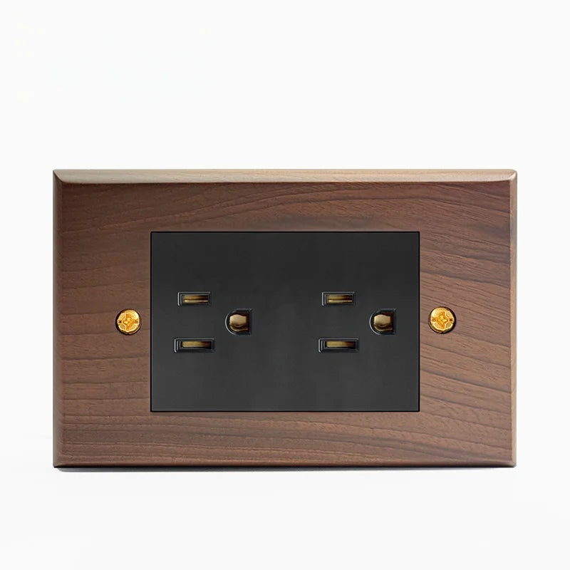 Pure solid wood antique American wall socket switch panel, Brazil Taiwan Thai Japan b&B vintage 15A wall light switch 118mm*75mm