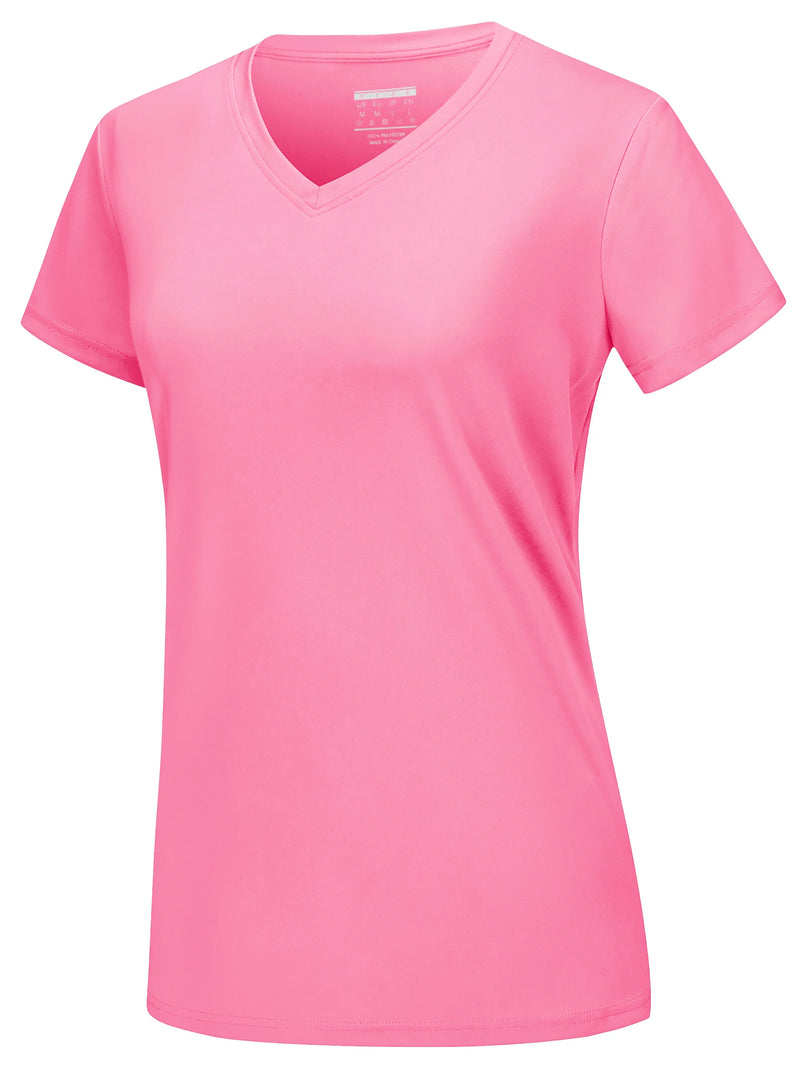 TACVASEN UPF 50+ Summer Sun Protection V-Neck T-shirts Womens Short Sleeve T-shirts Breathable Lightweight Quick Dry Shirts Tops