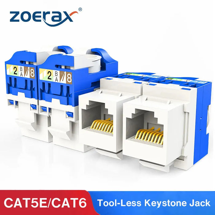 ZoeRax 5/10PCS Cat5e Cat6 RJ45 Keystone Jack Module Connector Network Coupler Ethernet Wall Jack No Punch Down Tool Required