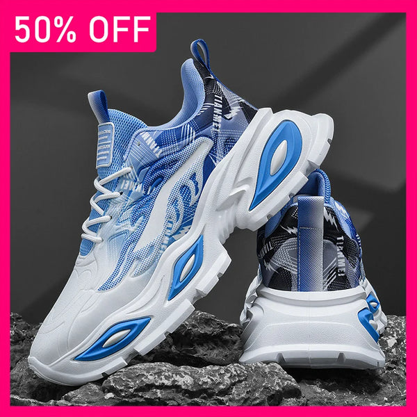 Men Sports Shoes Fashionable Versatile Comfortable Mesh Breathable Lightweight Thick Soled Shoes New Street Fitness Shoes Man