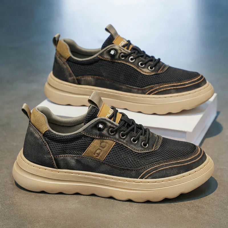 Men Sports Shoes Breathable Wear-resistant Mesh Lightweight Outdoor Walking Shoes Thick Soled Non Slip Casual Shoes for Men
