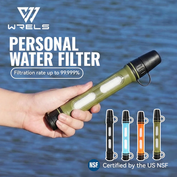 WERLS Camping Portable Water Filter Straw Personal Outdoor Water Purifier for Hiking Backpacking Travel Survival Emergency Gear