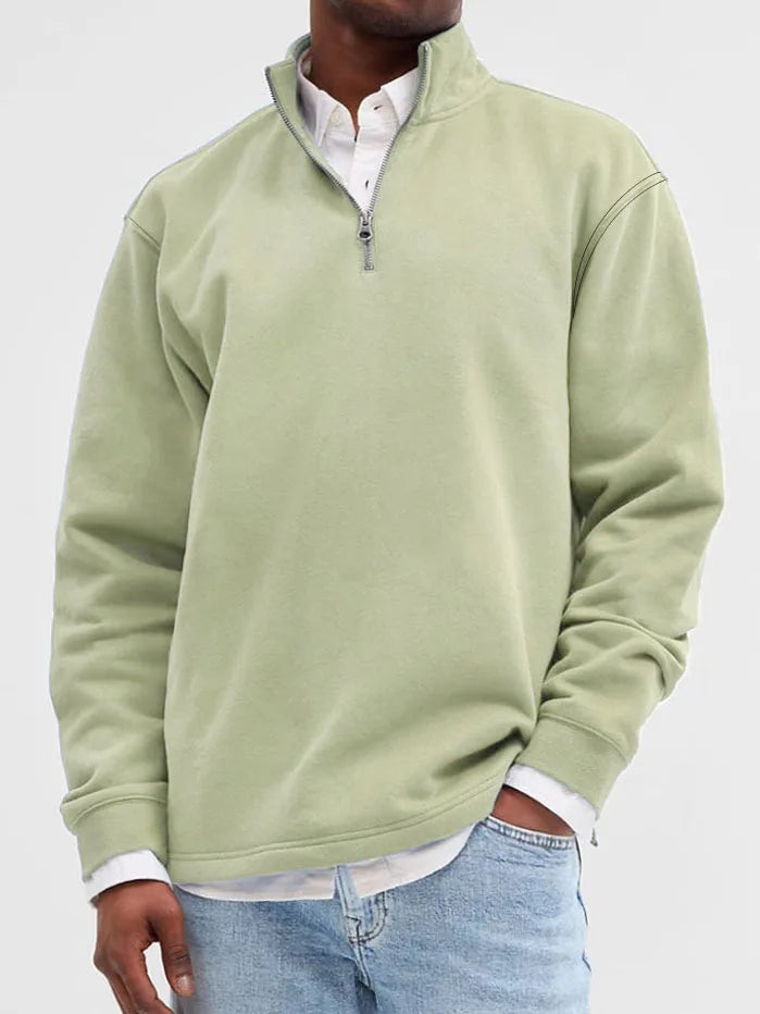 Men's Half-Zip Knit Hoodie – Soft Gray Pullover with Relaxed Fit, Modern Drop Shoulder Design 13 Colors Available