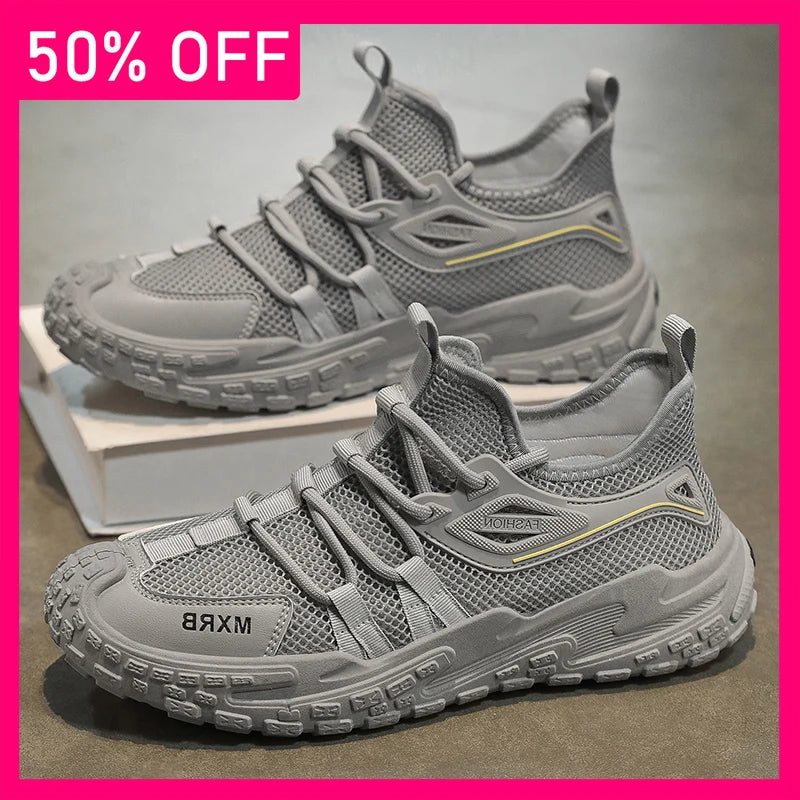 Mens Casual Sports Shoes Spring Fashion Simple Mesh Breathable Soft Thick Sole Comfortable Daily Leisure Outdoor Running Shoes