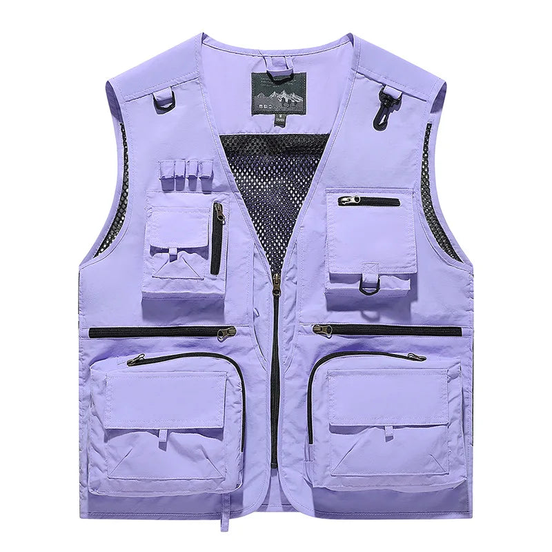 2026 Spring and Autumn's New mesh quick-drying vest for men's casual outdoor multi-bag fishing and photography workwear