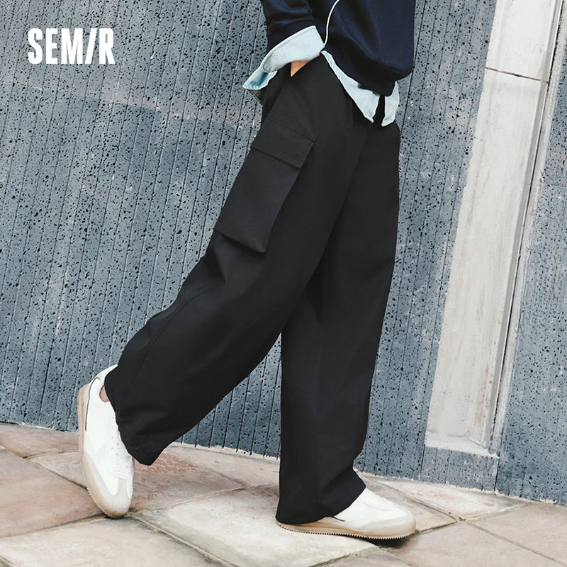 Semir Men Casual Pants 2026 Spring New Waterproof Balloon Silhouette Cargo Wide Leg Elastic Waist Loose Tops