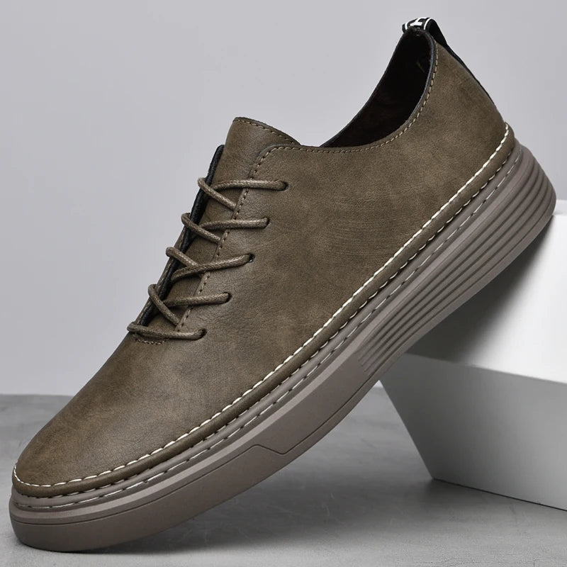 Summer Autumn Mens Retro Leather Casual Shoes Men Hollow Flat Shoes With Holes Big Size 46 47 Breathable Comfortable