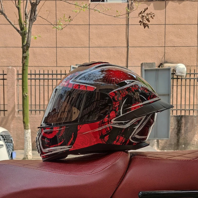 Virtue Motorcycle Helmet Men and Women Summer DOT Anti-fog ECE Helmet Full Cover Four Seasons Universal Winter Warm Personality
