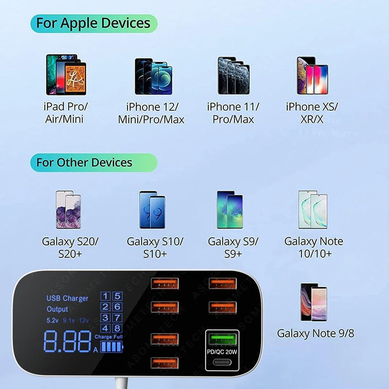 ឧបករណ៍សាកថ្មលឿន USB HUB ថេប្លេត ឧបករណ៍សាកថ្មទូរស័ព្ទចល័តចល័ត សម្រាប់ធ្វើដំណើរ អាដាប់ទ័រសាកថ្មលឿន សម្រាប់ iPhone Xiaomi Huawei Samsung