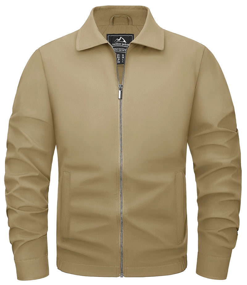 TACVASEN Mens Lightweight Work Jackets Fashion Tunic Style Zipper Pockets Bike Jackets Full Zip Spring Fall Jacket Outwear