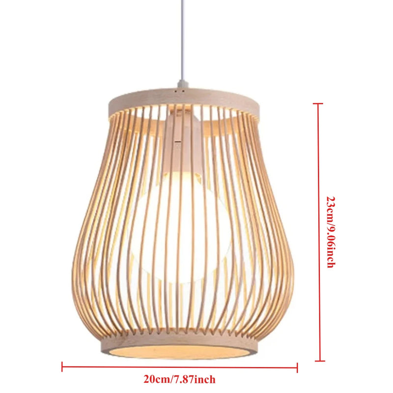 Chinese Rattan Wicker Pendant Lamp Lustre Bamboo Wood Chandelier Ceiling Light Handmade E27 for Home Living Ding Bed Room Decor