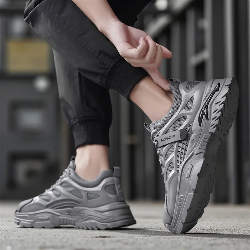 Men's thick-sole sports casual shoes spring summer soft-sole anti-slip breathable outdoor running shoes students tide sneakers