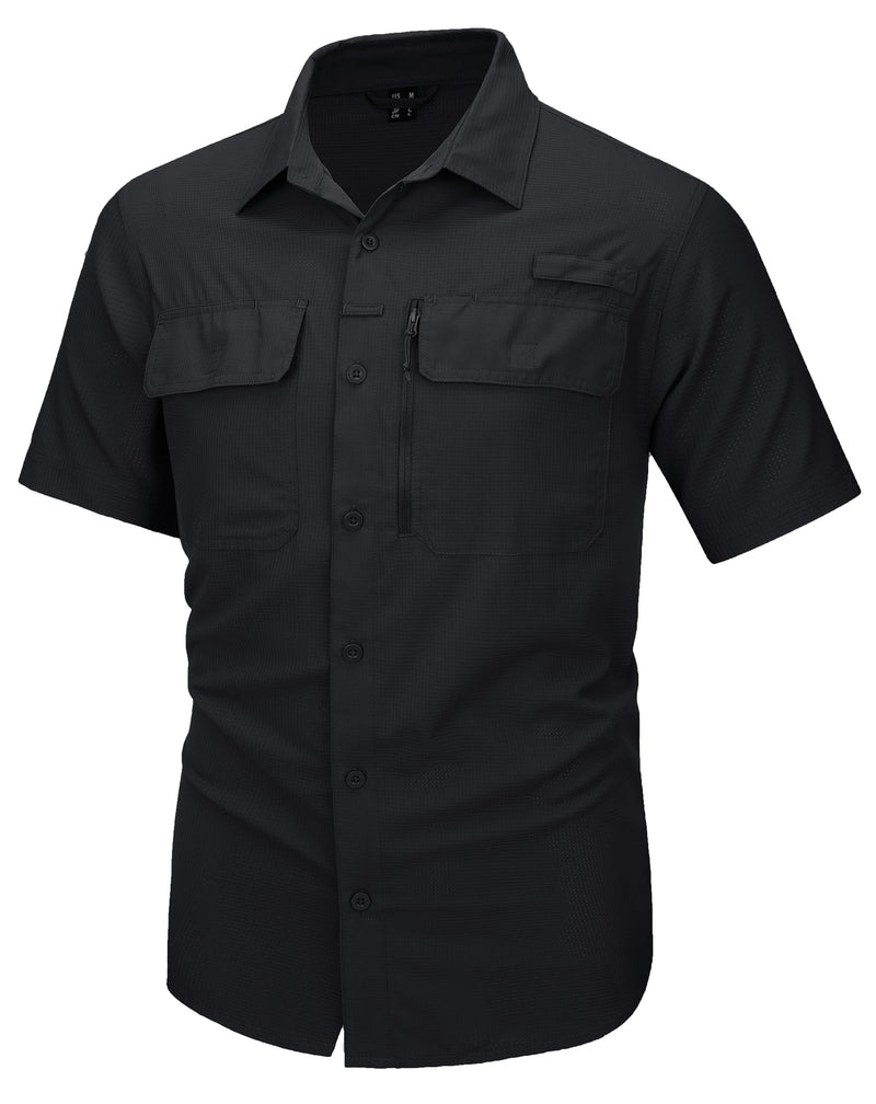 TACVASEN Short Sleeve Fishing Shirts Men's UPF 50+ Sun Protection Cargo Work Shirts Mesh Breathable Quick Dry Hiking Shirts Man