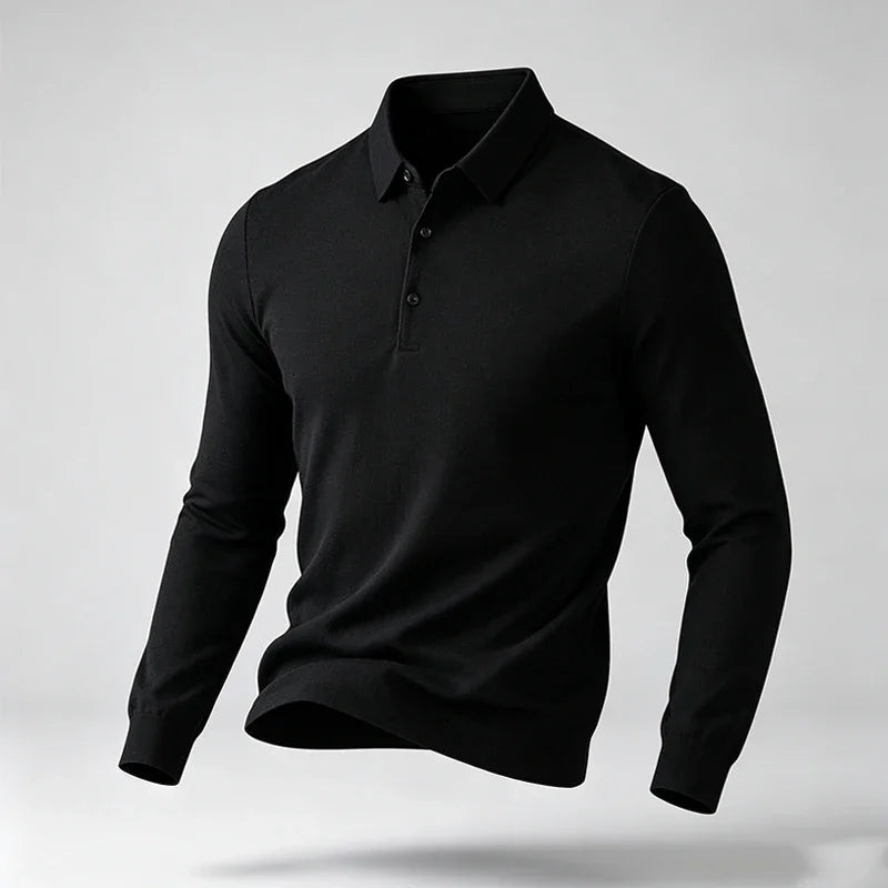 Male Urban Fashion Long Sleeve Polo Shirt Lapel Collar Comfort Texture For City Commute And Daily Street Leisure Matching Look