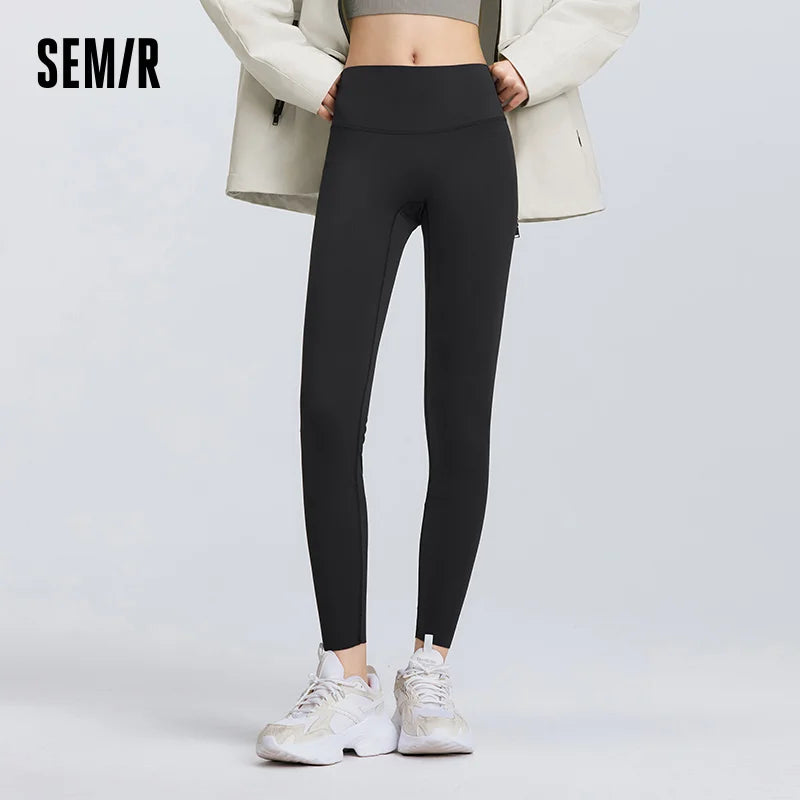 Semir Stretch Leggings Women High Elastic Tummy Control Slim Fit Black Cut Free Shark Pants 2026 Spring Stylish Bottoms