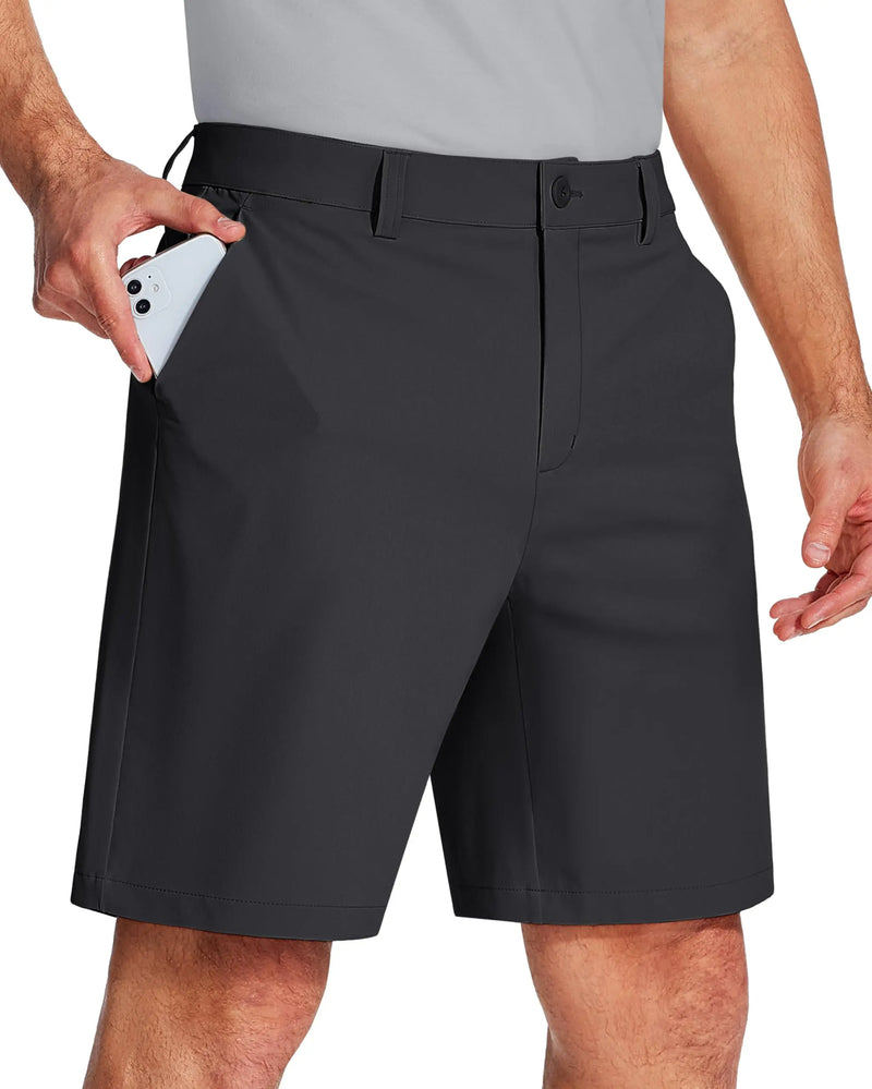 TACVASEN Golf Quick Dry Shorts Men Stretch Lighyweight Dress Work Casual Shorts with 4 Pockets Flat Front Hiking Shorts 9 Inch