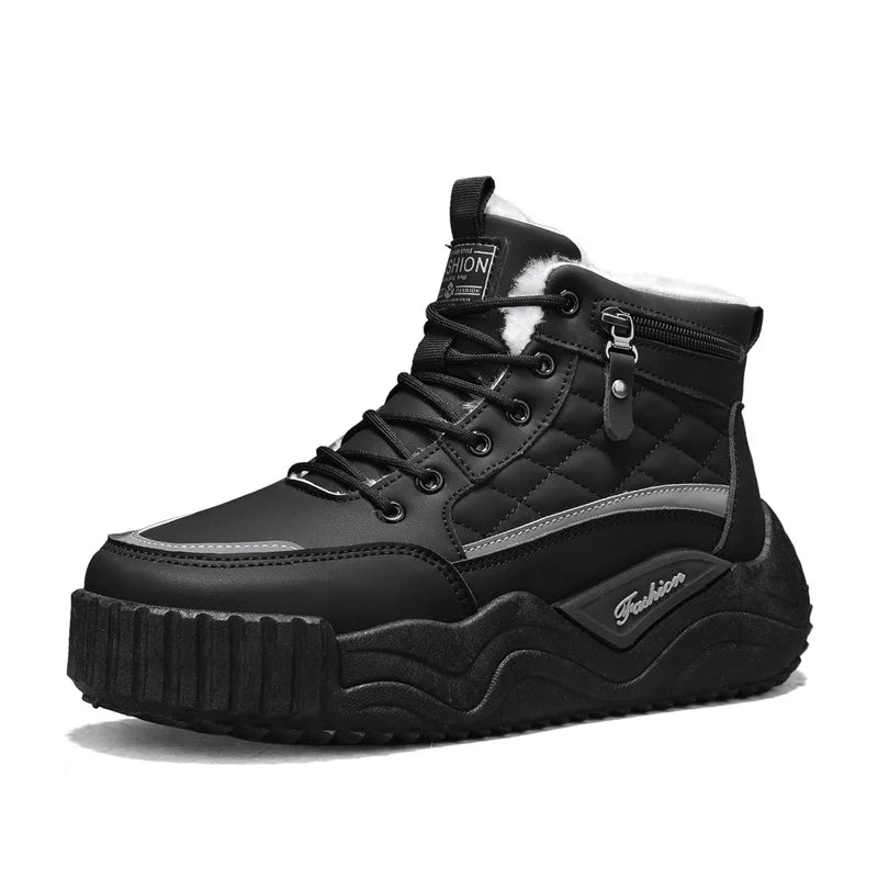 Men's snow boots winter warm plush thick-sole casual boots fashion outdoor sports work boots Lightweight high-top cotton boots