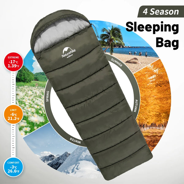 Naturehike Sleeping Bag Ultralight Compact Potable Envelope Winter Sleeping Bag Cotton Quilt Travel Outdoor Camping Sleeping Bag
