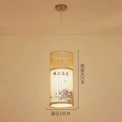 JOYINLED Japanese Style Dia.18 Bamboo Modern Handmade Pendant Art Ceiling Light Bamboo Light Chandelier Lamp Bedroom Dining Room