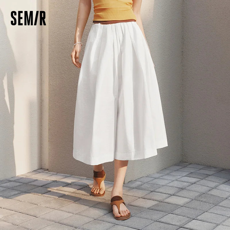 Semir Women Pants Textured 2026 Pleated Cropped Length Wide Leg Solid Urban Casual Everyday Style Soft Comfortable Daily Wear
