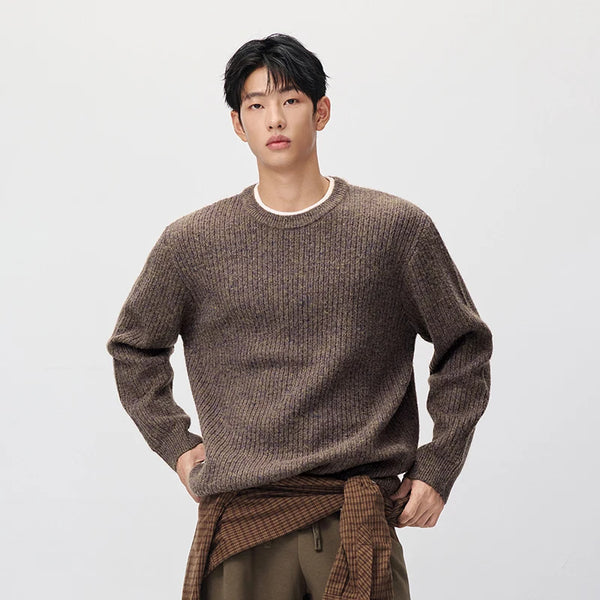 អាវយឺតប៉ាក់ Semir សម្រាប់បុរស រចនាបថបុរាណ រូបរាងជាស្រទាប់ ពណ៌ប្លុក រលុង កអាវមូល ឆ្នាំ២០២៦ សម្លៀកបំពាក់ប្រចាំថ្ងៃរដូវរងាថ្មី រចនាបថធម្មតាសម្រាប់ទីក្រុង