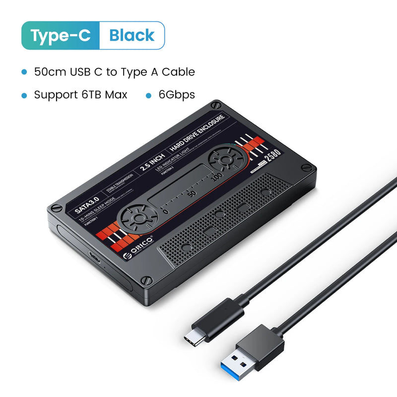 ORICO 2.5'' HDD Enclosure SATA to USB3.0 External Hard Drive Case 5Gbps / 6Gbps Type-C HDD Case With DIY Sticker