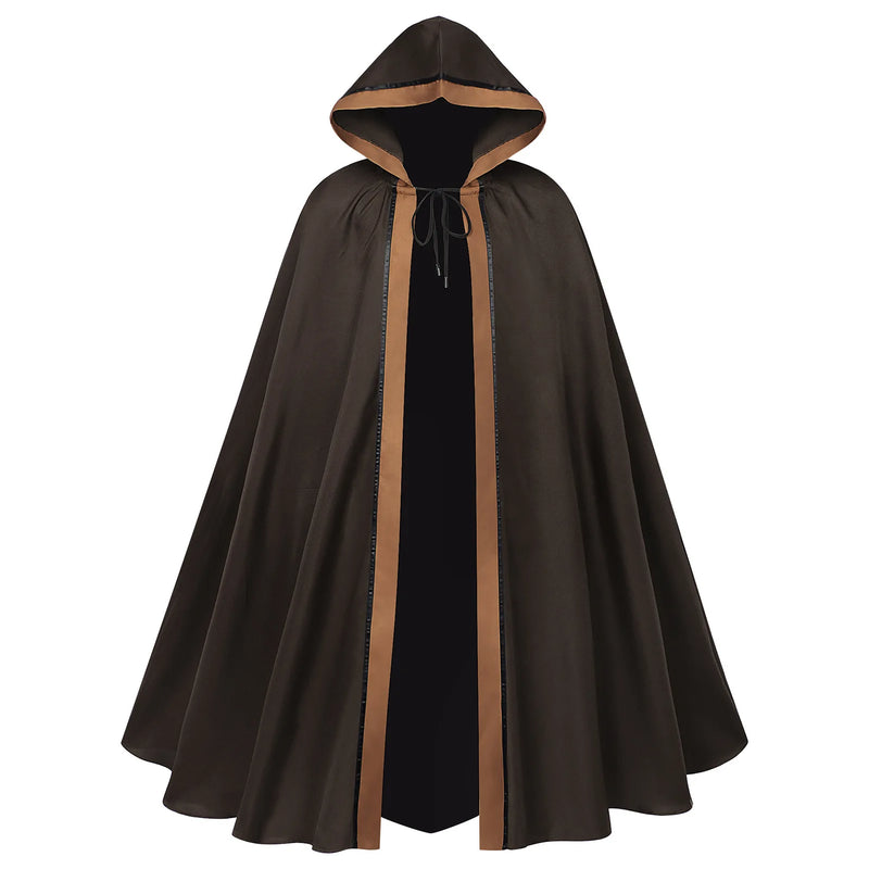 2026 New Neutral Hooded Robe, Black Grim Reaper/Wizard Tie-up Cape, Halloween/Stage Performance Long Jacket