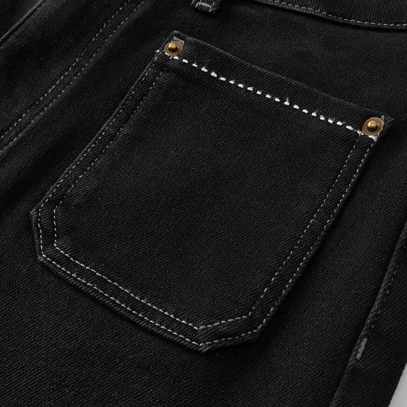 Semir Women Jeans Fleece Lined Panelled Design Stripe Pattern Loose Fit Wide Leg Cuffed Hem Full Length Solid Color 2026 Winter