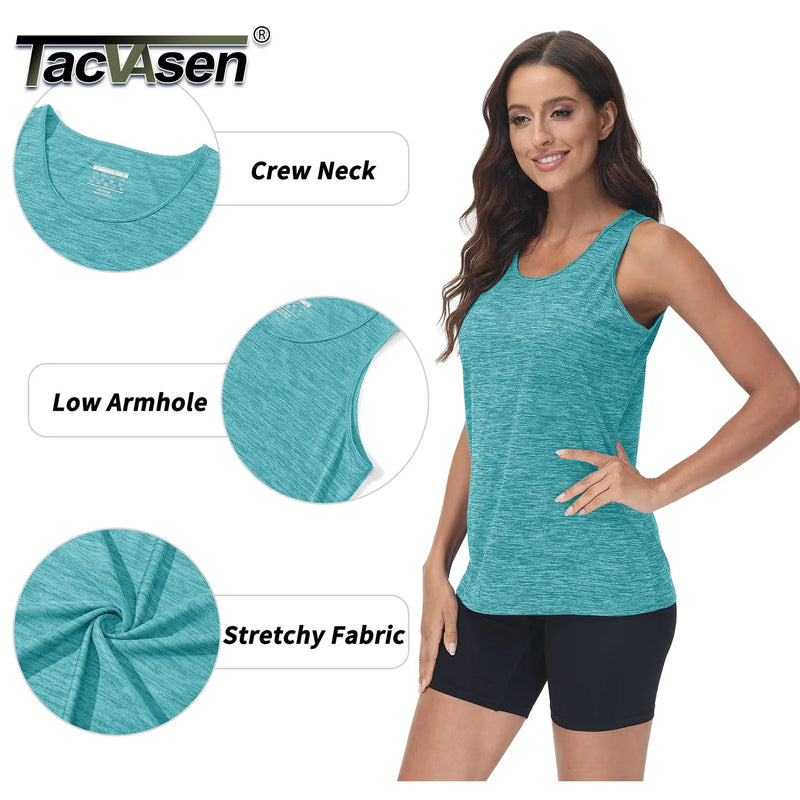 TACVASEN Gym Tops Women Sport Sleeveless T-Shirt Athletic Workout Vest Lightweight Yoga Tee Shirt Summer Breathable Tank Tops