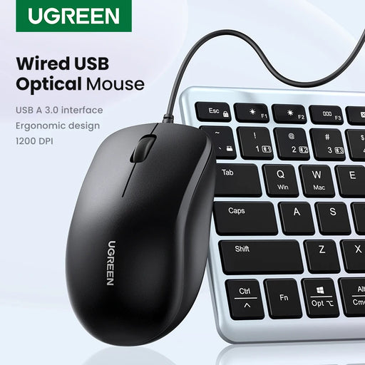 UGREEN USB Wired Mouse with Ergonomic Design 1200 DPI 3 Buttons Mouse for Laptops and PCs