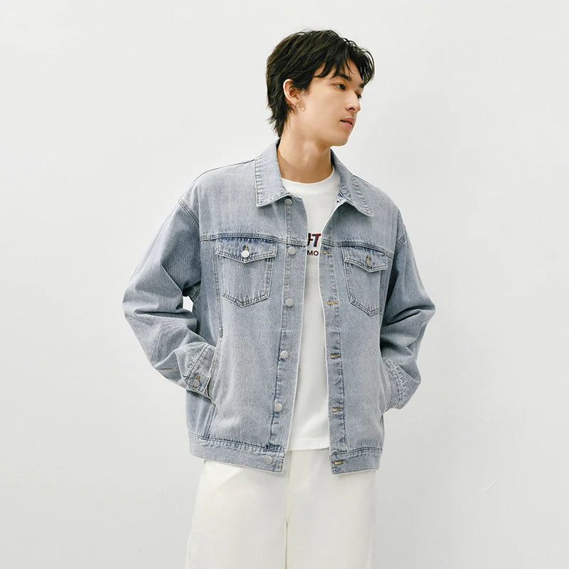Semir Retro Jacket Unisex 2026 Spring Denim Loose Lapel Casual Versatile Fashion Comfortable Daily Wear Outerwear