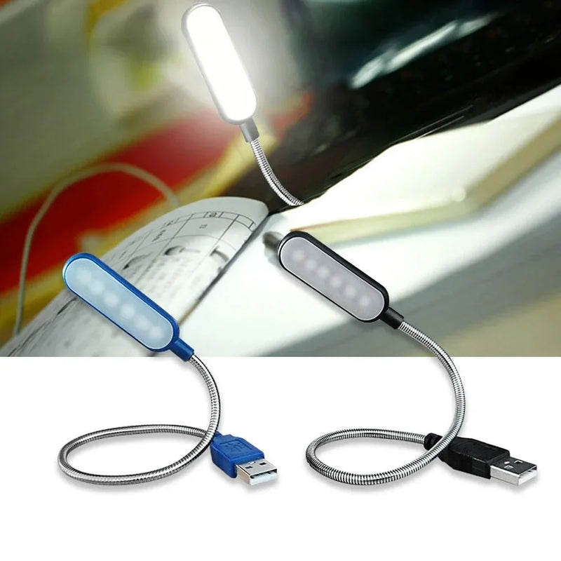 ភ្លើង LED USB ខ្នាតតូច ដែលអាចយកតាមខ្លួនបាន ភ្លើងសៀវភៅ ចង្កៀងអានសៀវភៅ ចង្កៀងរាត្រី អាចបត់បែនបាន សម្រាប់ដាក់លើ Power Bank កុំព្យូទ័រយួរដៃ កុំព្យូទ័រយួរដៃ ពណ៌ខៀវ